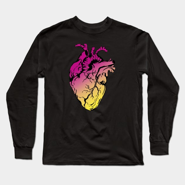 Heart Human Anatomy pink raimbow Long Sleeve T-Shirt by Collagedream